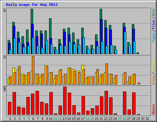 Daily usage for May 2013